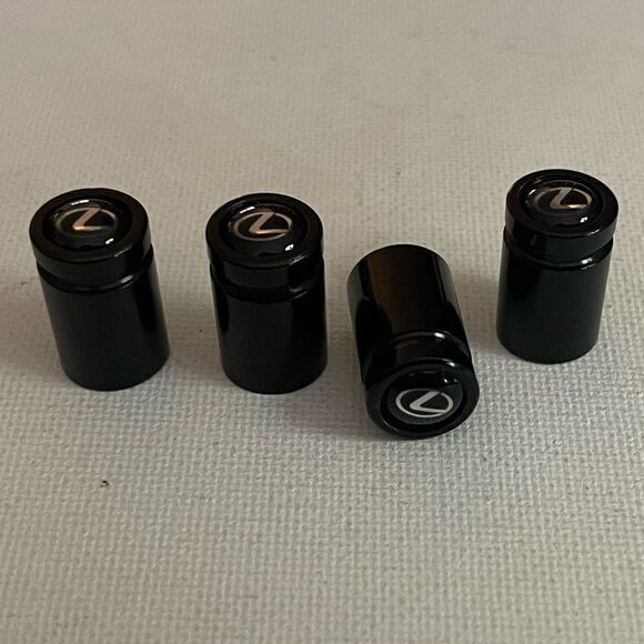 Lexus valve Stem caps in Black with logo set of 4 NWT - Picture 2 of 5